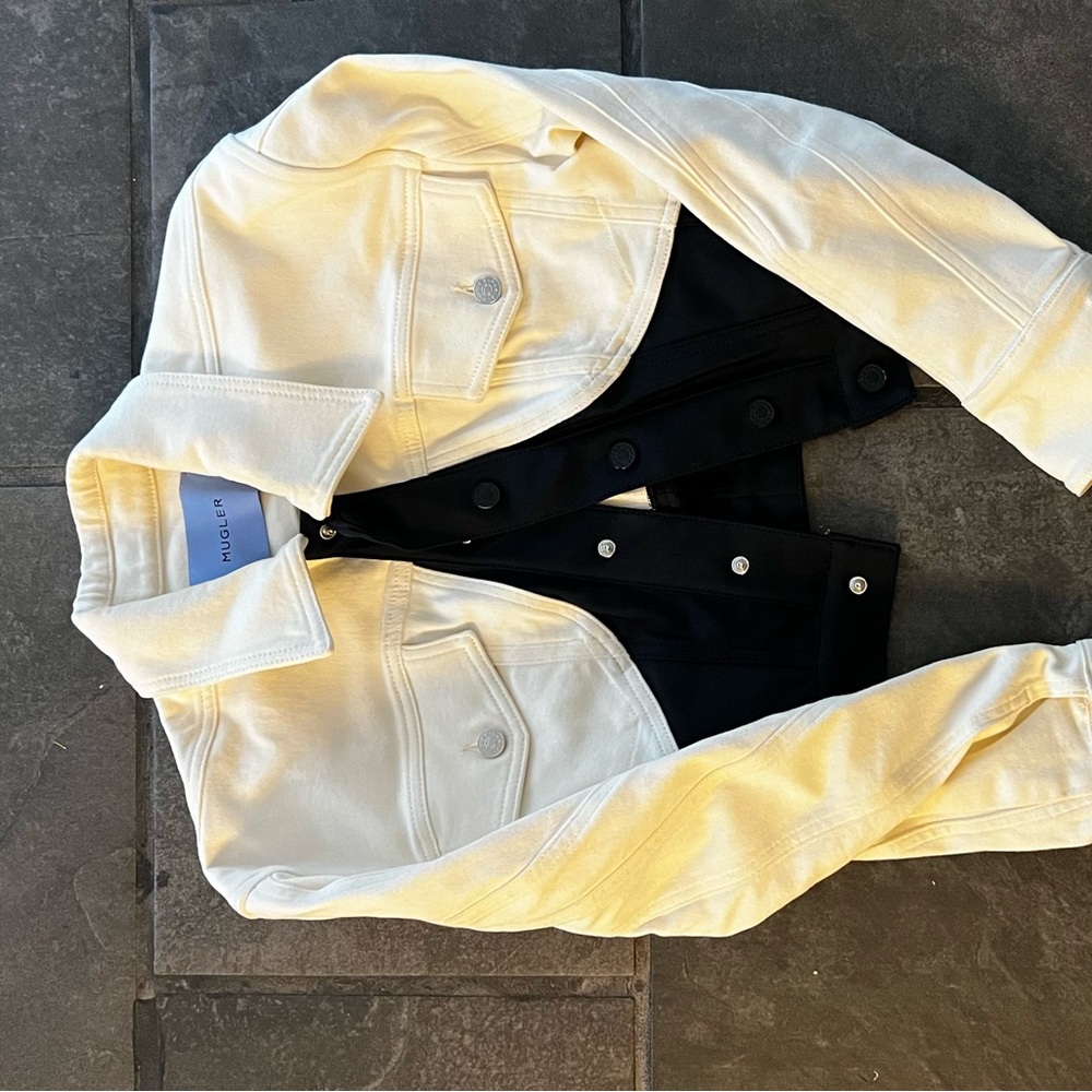 Size 36 IT Mugler Ivory Denim Jacket